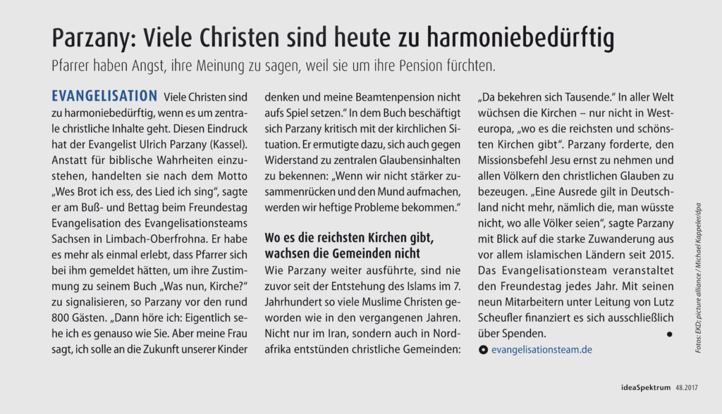 idea-Artikel Ulrich Parzany