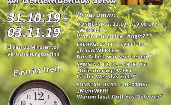 Impulsabende mit Lutz Scheufler 31.10.-3.11.2019 in Königsbach-Stein