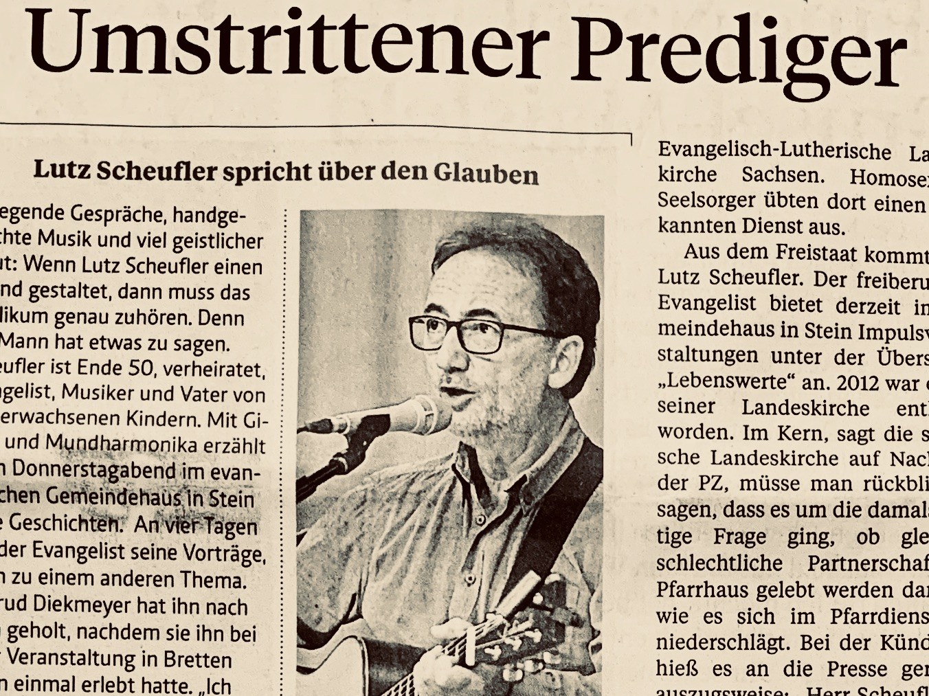 Artikel "Umstrittener Prediger" in Pforzheimer Zeitung vom 02.11.2019