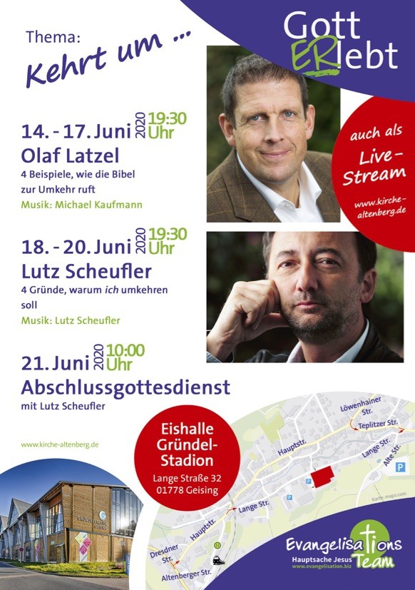 Plakat Gott ERlebt-Zelttage in Geising 14. bis 21 Juni 2020