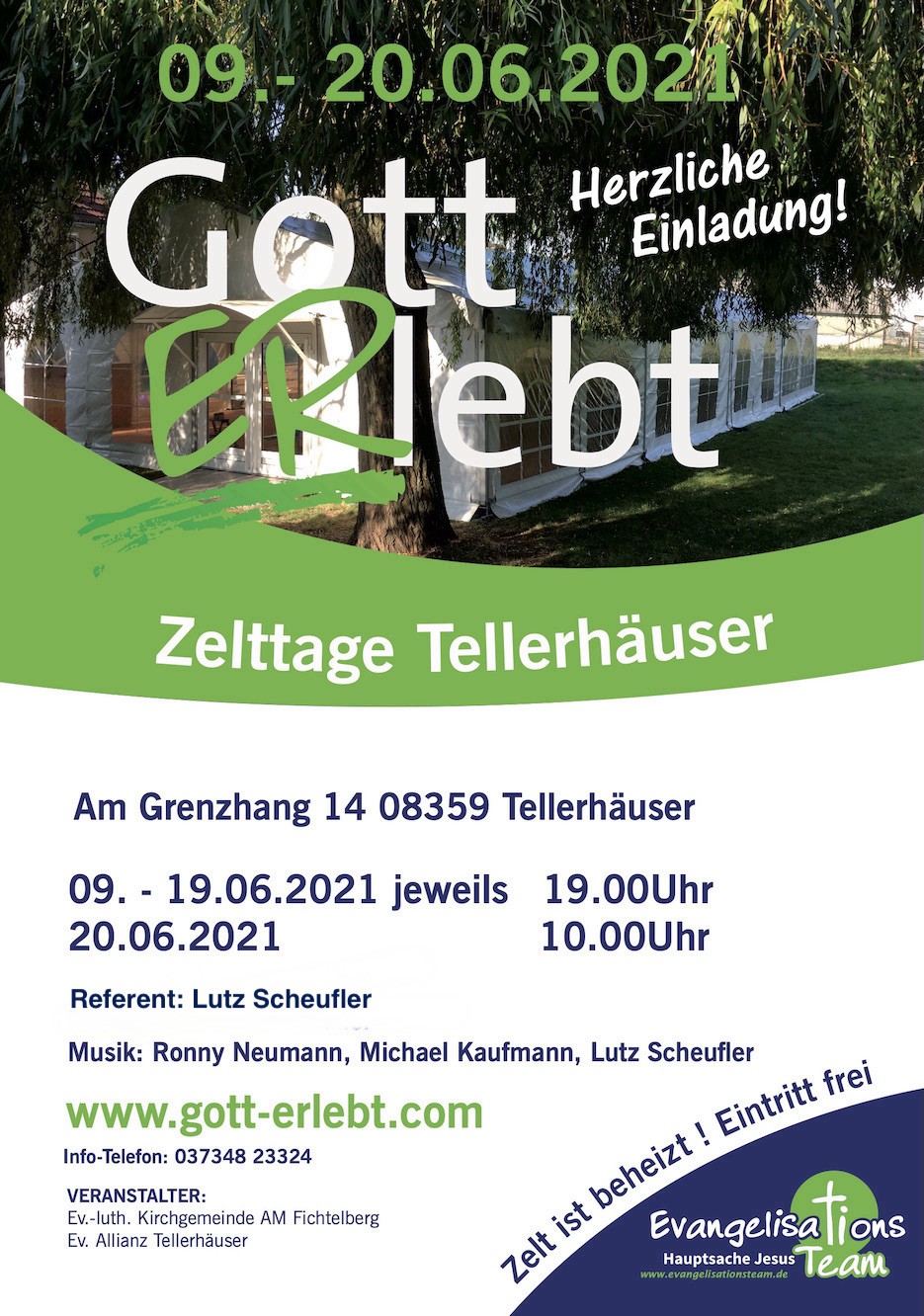 Flyer GottERlebt-Zelttage Tellerhäuser 09. bis 19.06.2021