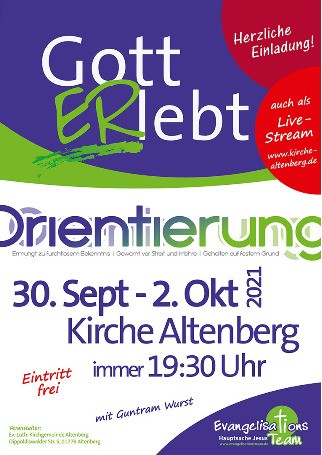Gott ERlebt 30.09. bis 02.10.2021 Altenberg