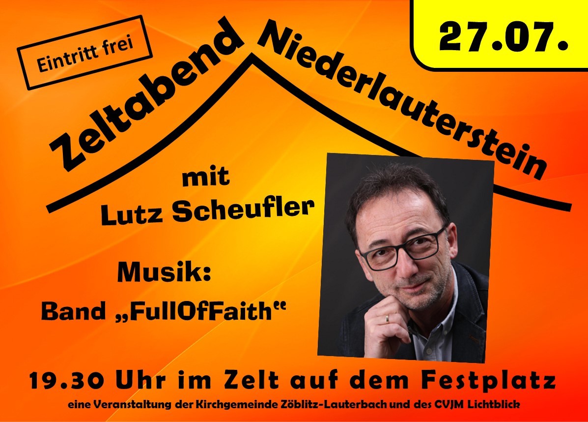 Flyer Zeltabend Niederflauterstein Juli 2023