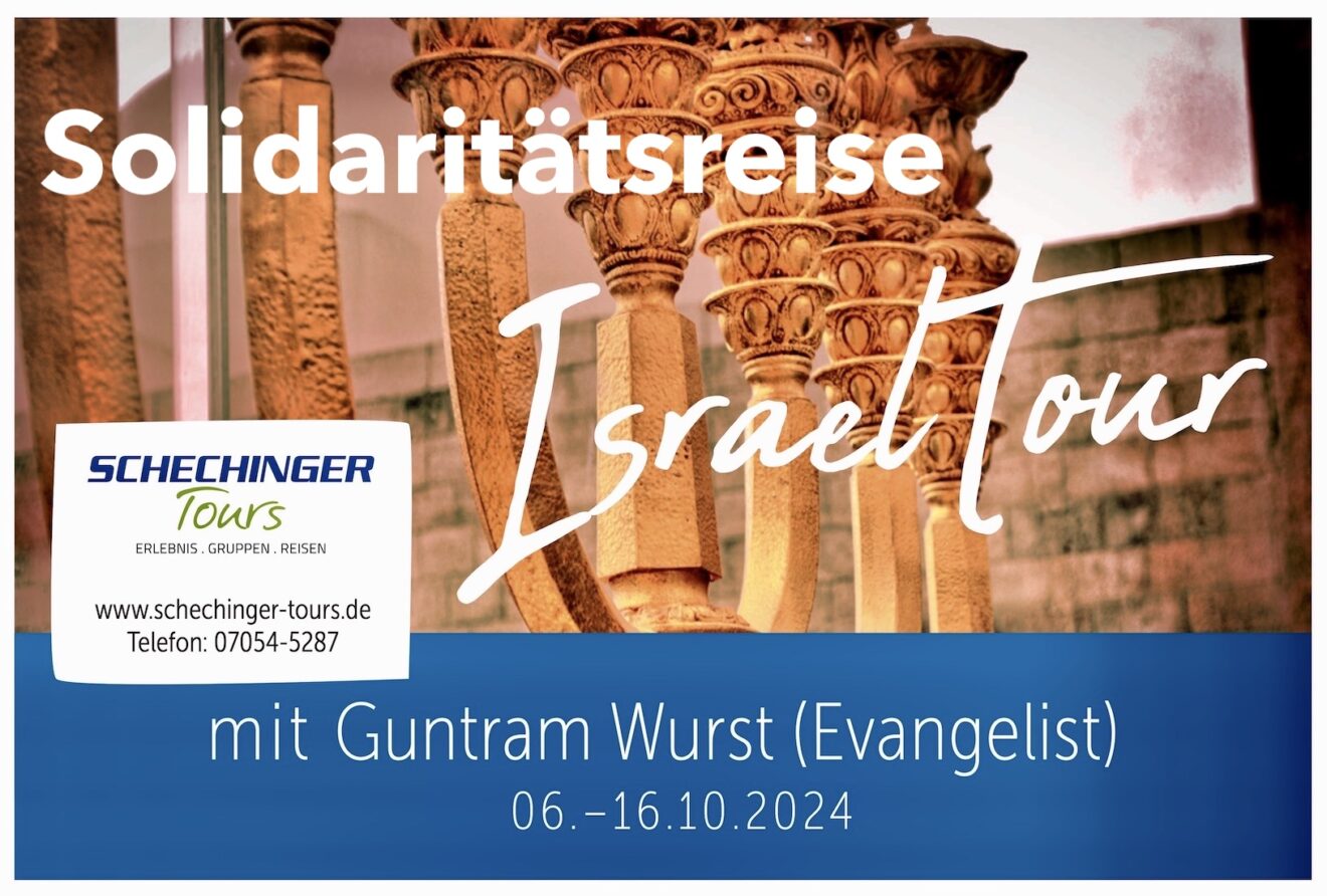 Flyer Israel-Solidaritätsreise vom 6. bis 16. Oktober 2024