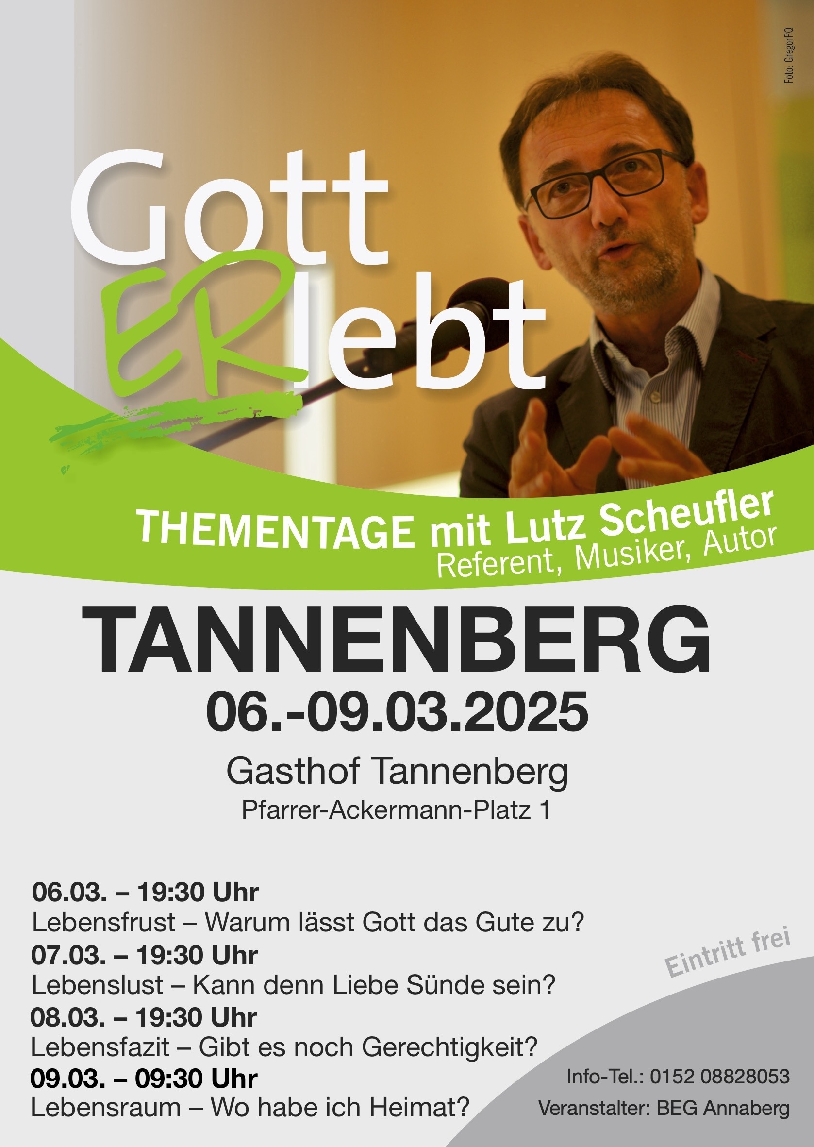 Plakat Thementage mit Lutz Scheufler in Tannenberg vom 6. bis 9. März 2025
