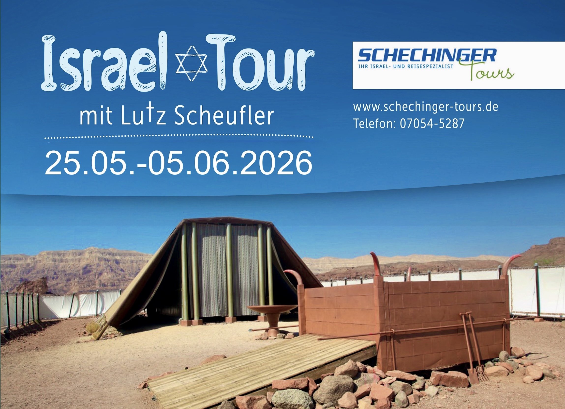 Banner "Israel-Tour mit Lutz Scheufler" 25. Mai bis 5. Juni 2026