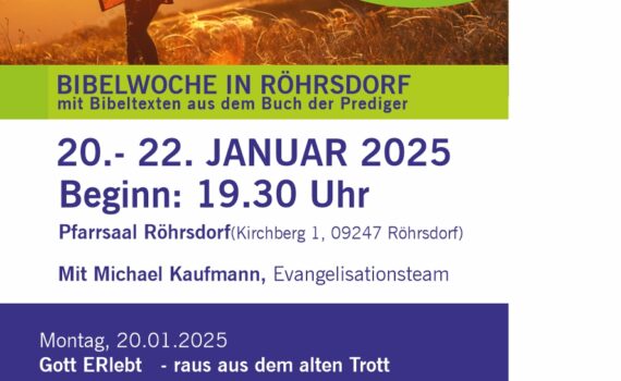 Flyer Bibelwoche in Röhrsdorf vom 20. bis 22.01.2025