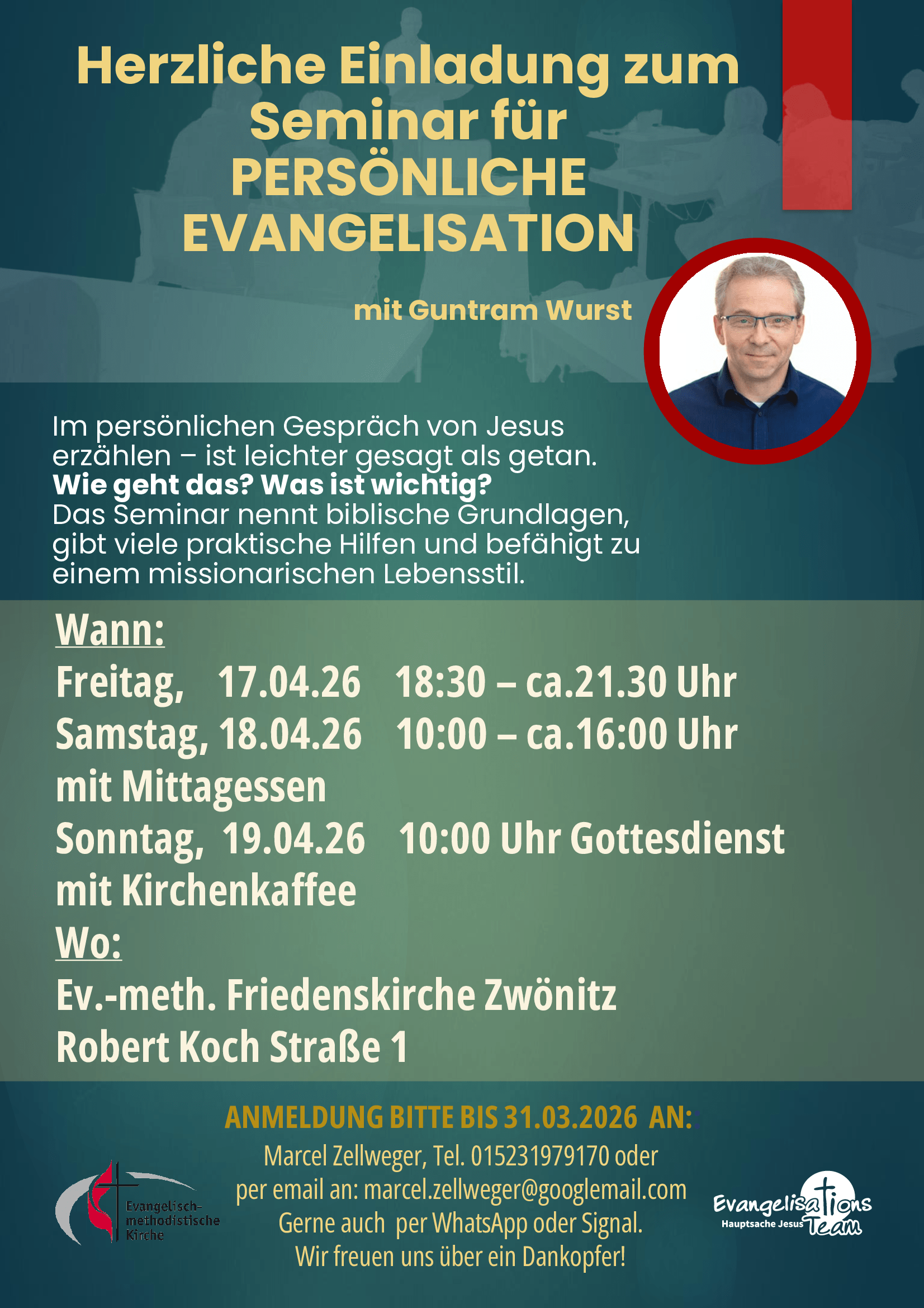 Flyer Seminar für persönliche Evangelisation 17. bis 19. April 2026