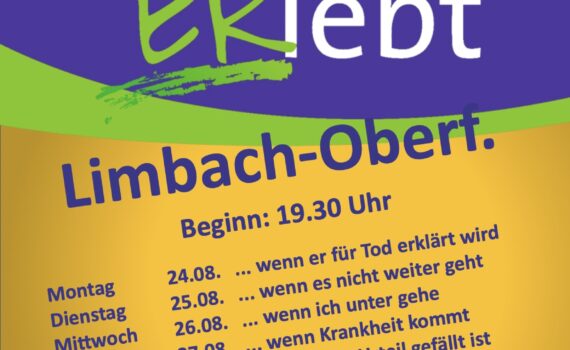 Plakat Gott ERlebt-Veranstaltung in Limbach-Oberfrohna vom 24. bis 28.08.2026